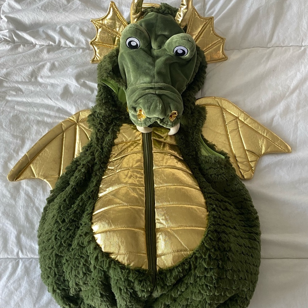 Green and Gold Dragon Kids Costume size 18-24- 2T